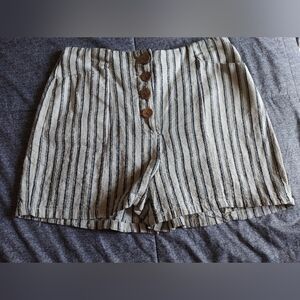 Maurice's High Waist Striped Shorts with Button Detail Size 6